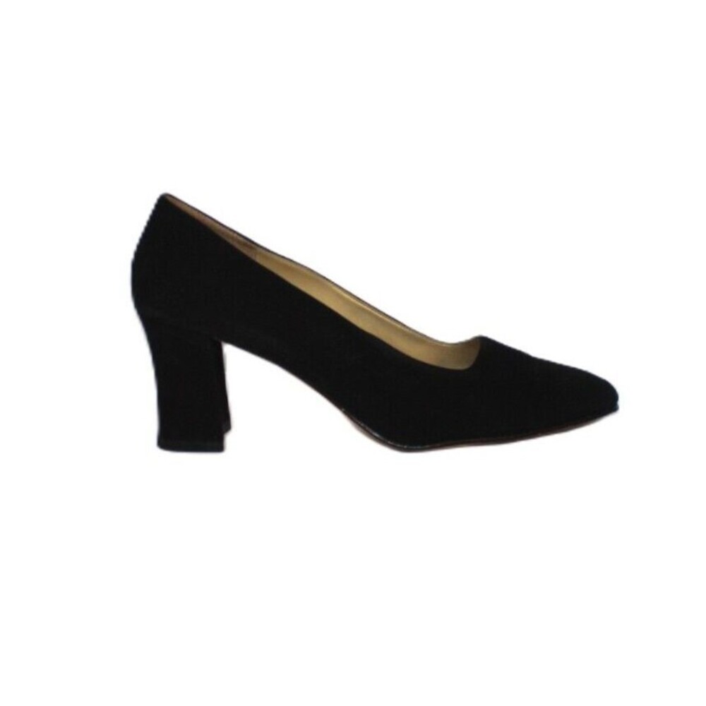 Ann Marino Pump Classic Black Fabric Square Toe Slip On Size 9 1/2M